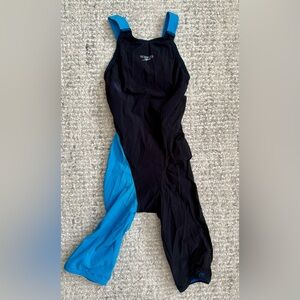 Speedo Kids Black and Blue Swim Tech Suit
